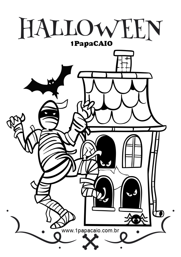 Bruxa e texto Halloween - Dia das Bruxas - Coloring Pages for Adults