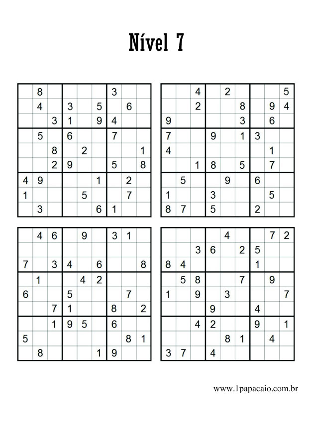 Sudoku Para Imprimir Com Respostas. Jogo Nº 1.